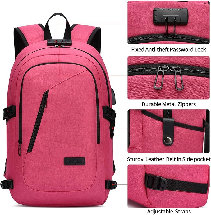 Business Laptop Backpack Anti-Theft Backpack with USB Charging Port and Lock Computer Backpacks for Women Men Fit 15.6 Inch Laptops, Casual Hiking Travel Daypack