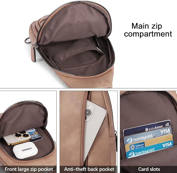 CLUCI Crossbody Bags for Women Men,Leather Sling Bag Cross Body Backpack for Woman Gifts for Women Birthday Unique