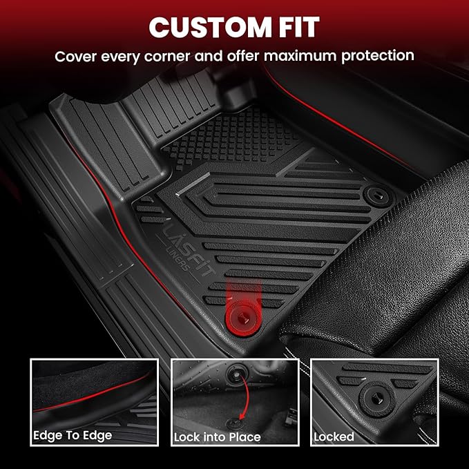 LASFIT Floor Mats & Cargo Mat & Backrest Mats for Volvo XC90 2016-2026 (Only for 7 Seats & PHEV) All Weather TPE Mats Custom Fit Floor Liner for XC90 1st & 2nd & 3rd Row Car Mats & Cargo Liner, Black