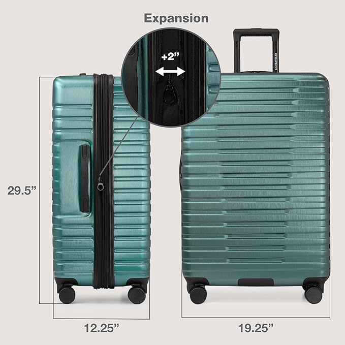 U.S. Traveler Boren Polycarbonate Hardside Rugged Travel Suitcase Luggage with 8 Spinner Wheels, Aluminum Handle, Teal, 3-Piece Set, USB Port in Carry-On