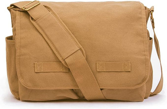 Sweetbriar Classic Vintage Messenger Bag - Original Heavyweight Cotton Canvas Shoulder Bag with Upgraded Features
