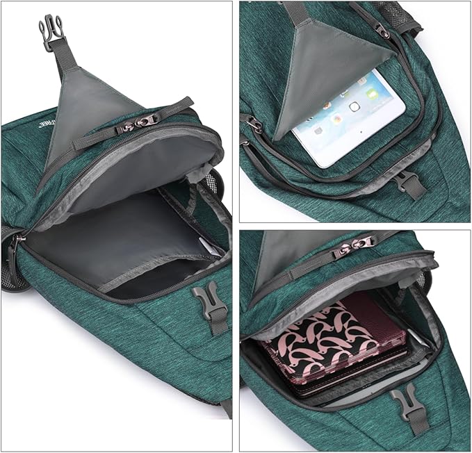G4Free Sling Bag RFID Blocking Sling Backpack Crossbody Chest Bag Daypack for Hiking Travel(Dark Green)