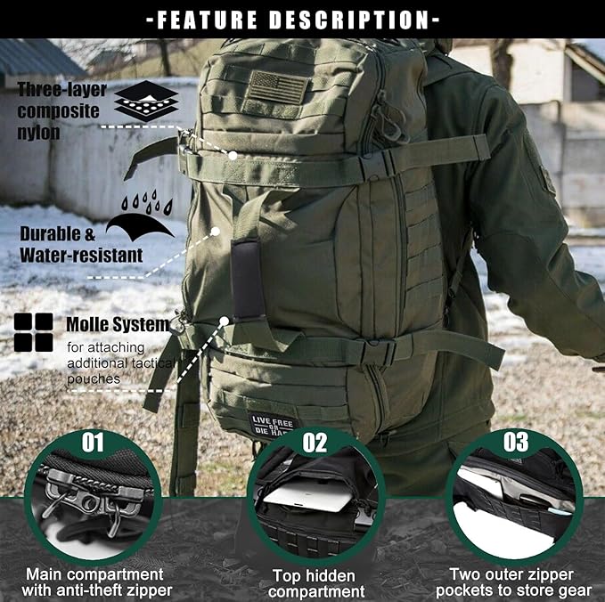 Travel Duffle Bag Backpack for Men - Large Tactical Bags Weekender Gym Bag for Overnight Traveling Military Workout Deployment Sports (Green, 80L)