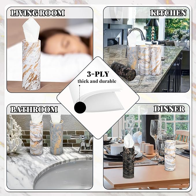 Thenshop 8 Pack 7.1x2.7" Car Tissues Cylinder with 7.1x5.9" Napkin 3 Ply Facial Tissues Bulk Round Boxes Paper Tubes Decorative Container for Car Cup Holder Home Travel Everyday Refill