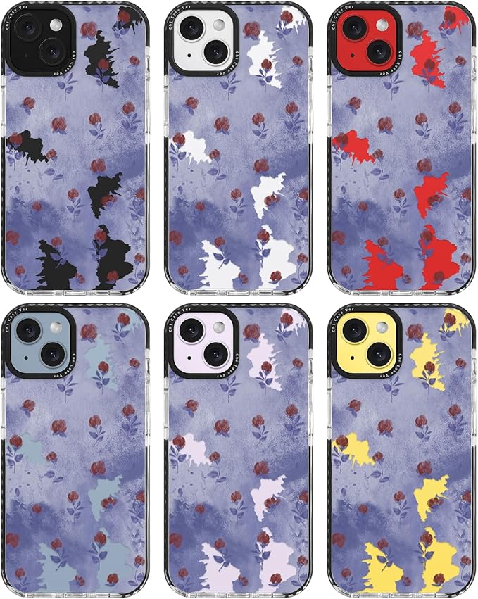 for iPhone 14 Case, Vintage Watercolor Rose Pattern, Military-Grade Drop Protection, Cute Soft Slim TPU Protective Cover with Camera Lens Protection for Women & Girls