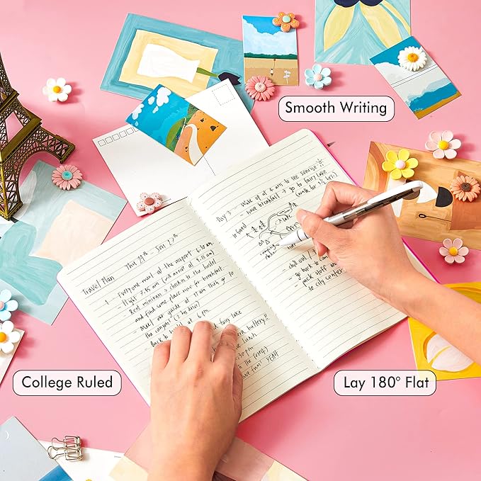 8 Pack Soft Cover Journal Bulk, Feela Notebooks College Ruled for Work, Lined Travel Journal for Women Men, Note Taking Notebook School Supplies Business Writing, 8.2” x 5.5”, A5, Berry