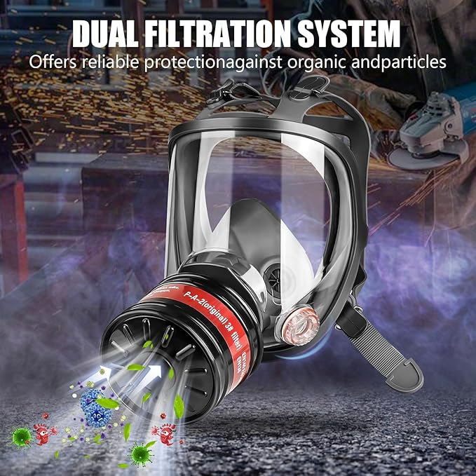 Gas Masks - Gas Masks Survival Nuclear and Chemical with 40mm Activated Carbon Filter&6001CN Filters for Chemical