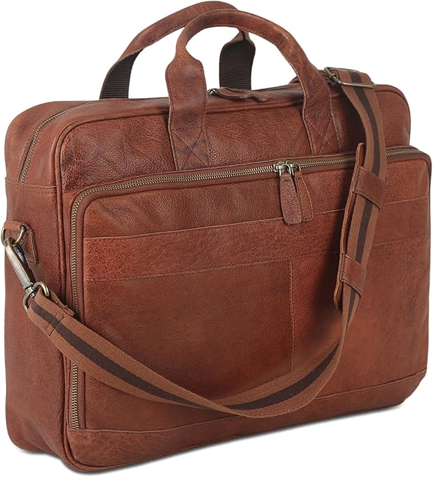 KomalC 16 Inch Leather briefcases Laptop Messenger Bags for Men and Women Best Office Satchel Bag