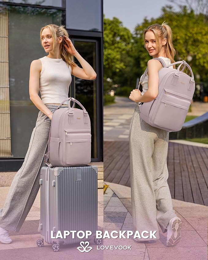 LOVEVOOK Laptop Backpack for Women 15.6 Inch Laptop Bag with USB Port, Fashion Waterproof Backpacks Teacher Nurse Stylish Travel Bags Vintage Daypacks for College Work