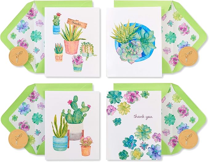 Papyrus Thank You Cards with Envelopes, Succulent (20-Count)
