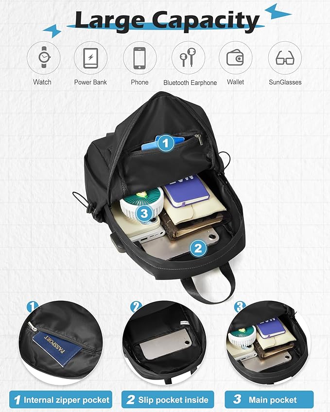 Black Crossbody Sling Backpacks Sling Bag for Men Women, Small Shoulder Backpack Motorcycle Chest Bags One Strap Backpack, Mini Chest Daypack for Casual Travel Hiking Gym Outdoor Sports