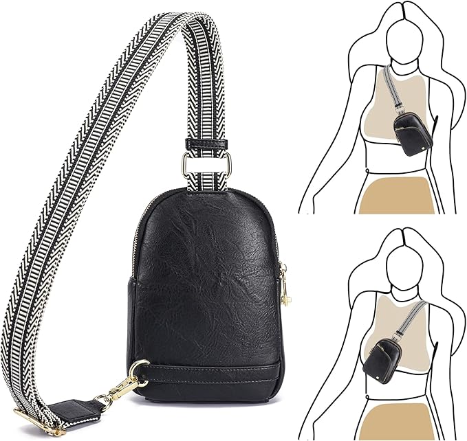 INICAT RFID Blocking Sling Bag Leather Crossbody Bags for Women Fanny Pack Cross Body for Woman Chest Bag for Travel 1.9L