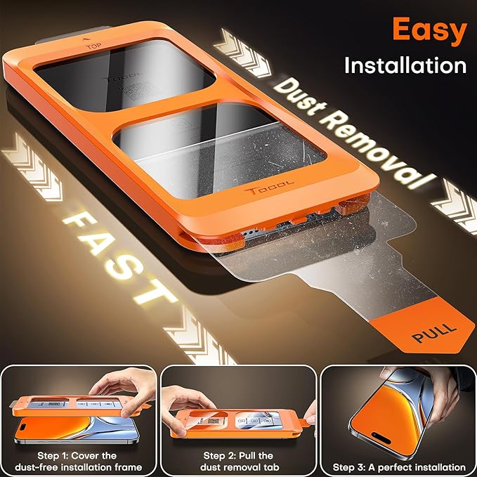 TOCOL for iPhone 17 Pro Screen Protector 6.3 inch 9H Hardness Military Grade Shatterproof HD Tempered Glass for Full Coverage Easy Installation Compatible with Sim Card Case Friendly 2 Pack