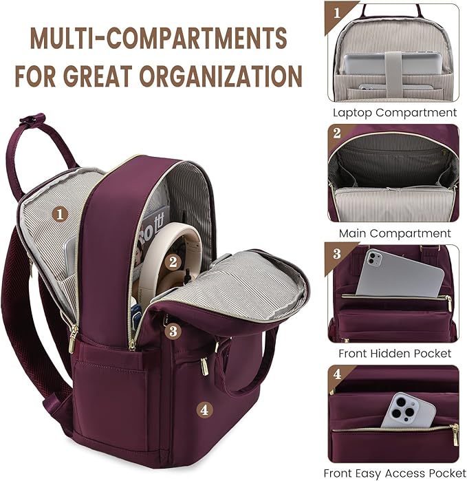 LOVEVOOK Laptop Backpack for Women 15.6 Inch Laptop Bag with USB Port, Fashion Waterproof Backpacks Teacher Nurse Stylish Travel Bags Vintage Daypacks for College Work