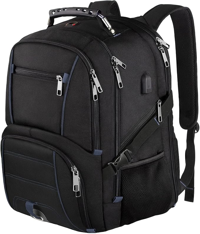 LTINVECK Extra Large 50L Travel Laptop Backpack, Blue, Unisex, Backpack with USB Charging Port, TSA Friendly, Durable, Heavy Duty, 17 Inch Laptop