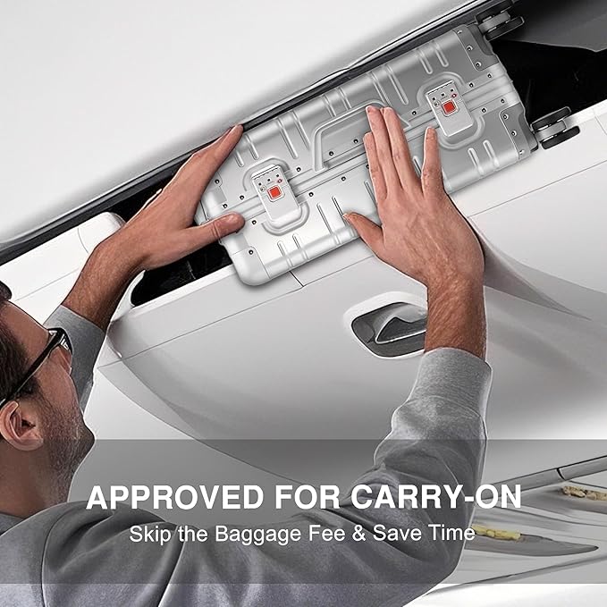 All Aluminum Carry On Luggage 22x14x9 Airline Approved，Zipperless Luggage Premium Aluminum Suitcase Luggage, Hard Shell Carry On Luggage with Spinner Wheels (silver, 20inch)
