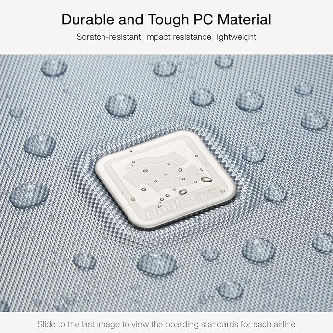 Hanke Grace Carry On Luggage with Wheels Airline Approved Hard Shell Suitcases with Front Pocket，Top Opening Luggage with TSA Lock for Short Business Travel， Grey.