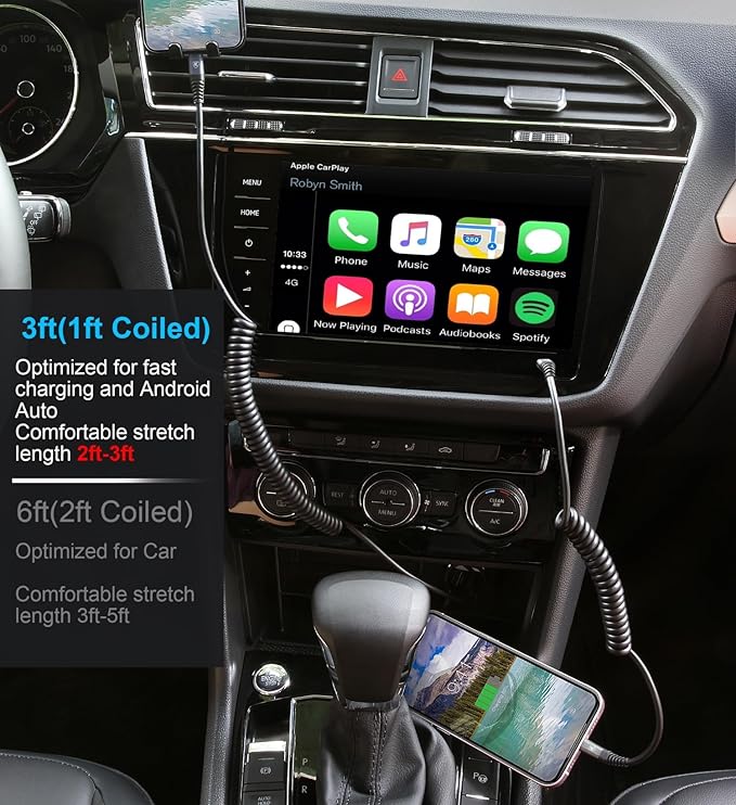 USB C to Lightning Cable [3FT+6FT], 2Pack Coiled iPhone Charger Cable Fast Charging for Car [Apple MFi Certified] Short USBC iPhone Cord Compatible with iPhone14/13/12/11 Pro Max/8/Plus/iPad/CarPlay