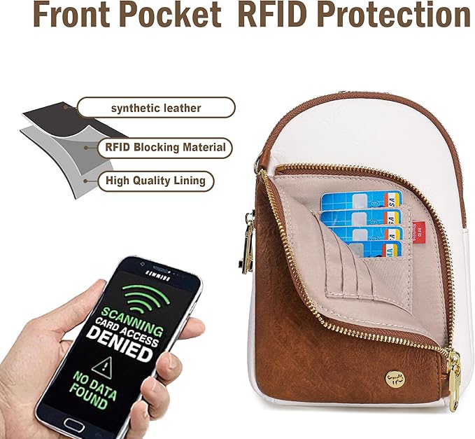 INICAT RFID Blocking Sling Bag Leather Crossbody Bags for Women Fanny Pack Cross Body for Woman Chest Bag for Travel 1.9L