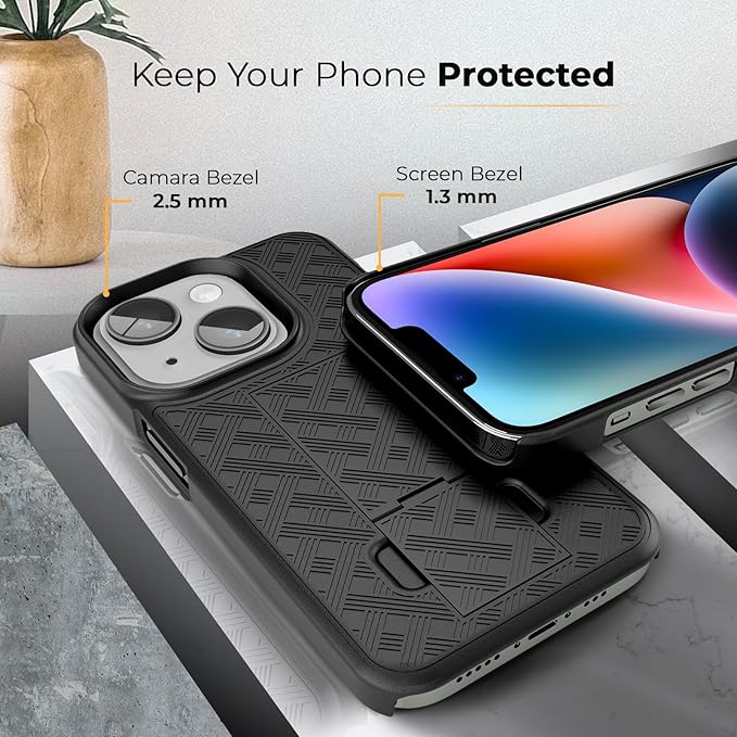 MOTIVE for iPhone 14 Plus Holster Case, Belt Clip Case for Apple iPhone, Shell Holster Combo 14 Plus, Slim Rugged Drop Shockproof Protective Cover with Kickstand (6.7" Plus) | Ranger Series