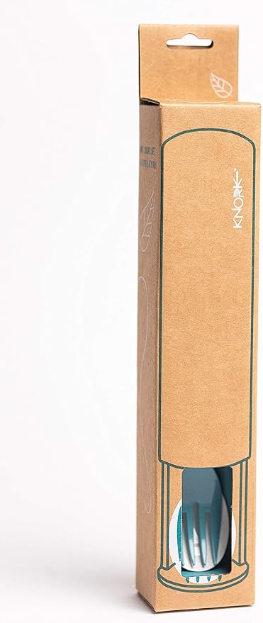 Knork Eco Astrik Plant Based Travel Set, 3 Piece, Teal Blue, White