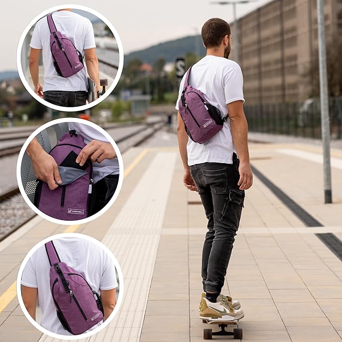 |Not Made In China| Crossbody Sling Backpack, Sling Bag For Travel and Hiking, Anti-Theft Chest Bag