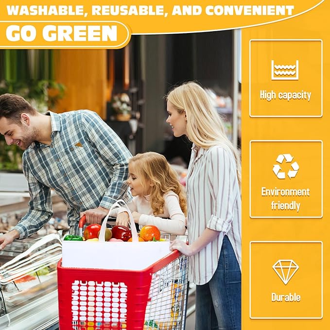 Windyun Reusable Grocery Bags Large Non Woven Shopping Bags with Handles Foldable Portable Tote Bulk, 16x6x12 Inch