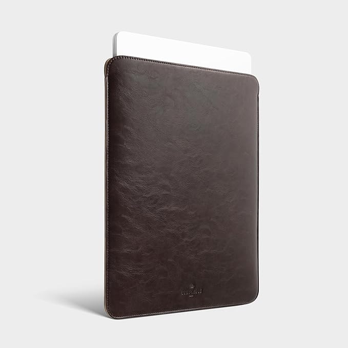 Comfyable Laptop Sleeve 14 Inch Precisely Compatible with MacBook Pro M4 M3 M2 M1 Pro/Max 2024, Faux Leather Cover Case 14 in, Dark Brown