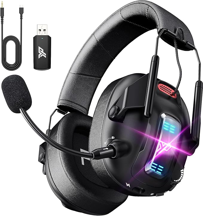 Wireless Gaming Headset for PS5, PS4, PC, USB Over Ear Gaming Headphones with Noise Canceling Mic, Bluetooth 5.3, 100H Battery, Low Latency, Only Wired Mode for Xbox