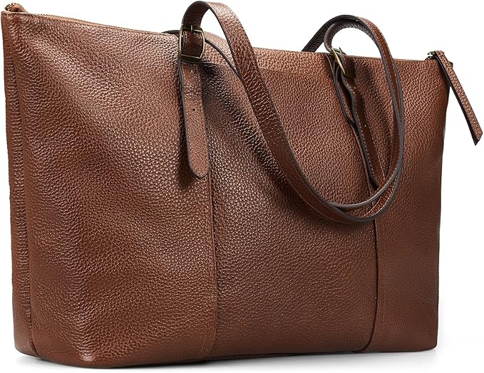 befen Genuine Leather Tote Bag for Women Large Work Tote Purse with Zipper Leather Shoulder Handbags with Adjustable Strap