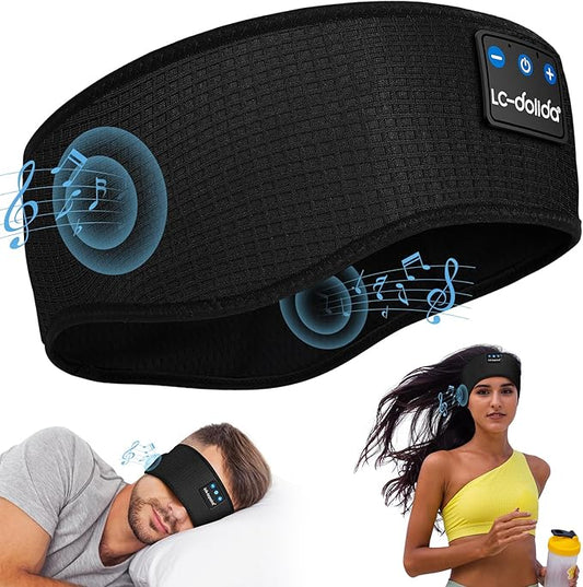 LC-dolida Sleep Headphones Bluetooth, Wireless Band Sleep Headphones Sleep with Thin HD Stereo Speakers Music Perfect for Side Sleepers, Sport,Travel Best Gifts for Men Women