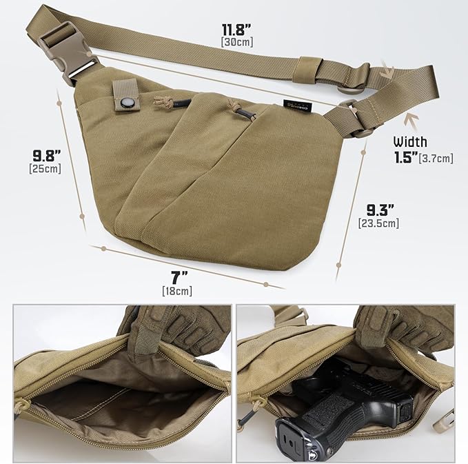 WYNEX Tactical Crossbody Sling Bag,Concealed Carry Bag for Men Women,Anti Theft Crossbody Bags, CCW Bags EDC Carry