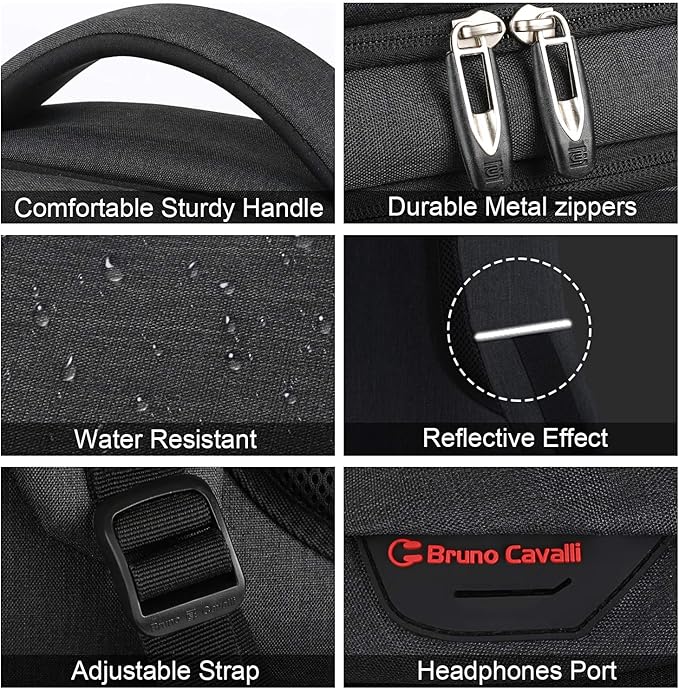 17 Inch Laptop Backpack, Business Anti Theft Slim Durable Laptops Backpack with USB Charging Port, Water Resistant College Computer Bag Gifts for Men & Women Fits 15.6 Inch Notebook-Black