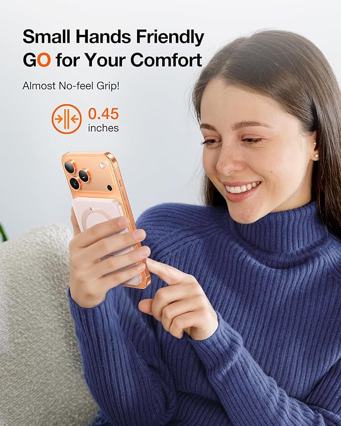 TORRAS EasyGo 0.45" Slim Magnetic Portable Charger Power Bank for iPhone, 5000mAh 22.5W PD Fast Charging Wireless Battery Pack Compatible with Magsafe, i Phone 17 Pro Max,Pro,16,15,14,13,12, Rose Gold