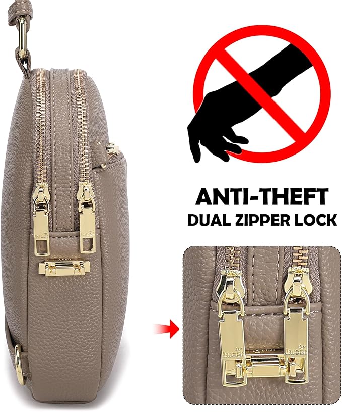 INICAT RFID Blocking Sling Bag Leather Crossbody Bags for Women Fanny Pack Cross Body for Woman Chest Bag for Travel 1.9L