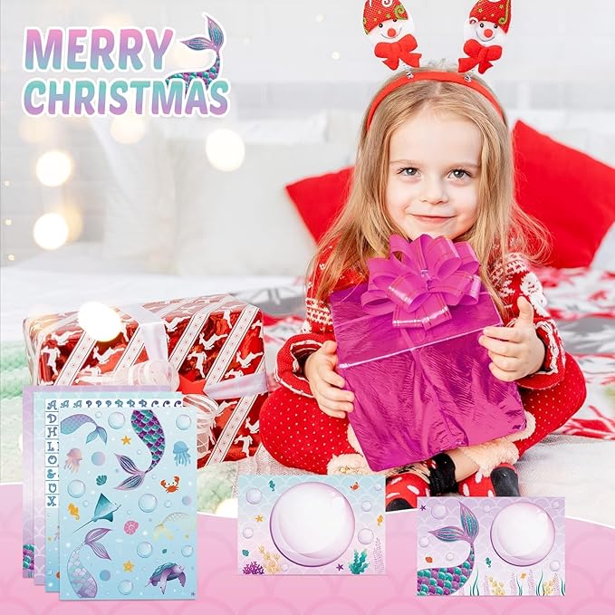 WERNNSAI Kids Stationery Set - 72PCS Girls Stationery Set Teens Mermaid Letter Writing Kit Letter Paper Set Stationery Writing Sheets with Envelopes School Mermaid Gift for Girls