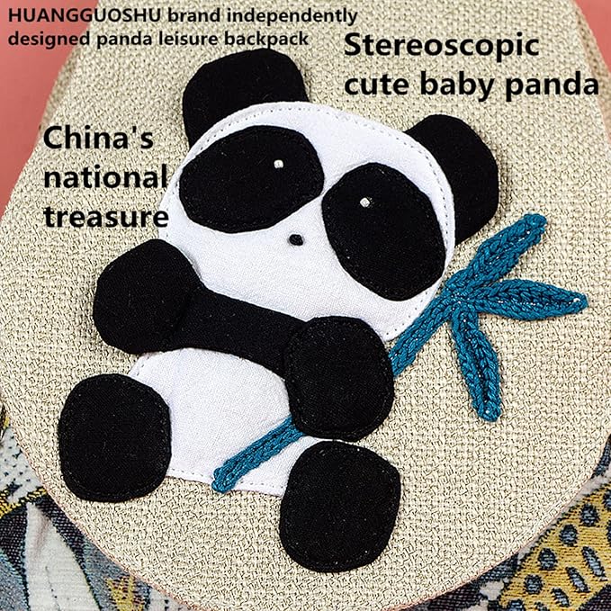 HUANGGUOSHU Women Cotton Woven Bohemian Hemp Boho Canvas Embroidery Multi Pocket Retro Cute Backpack Wallet Backpack Abstract Animal Motif