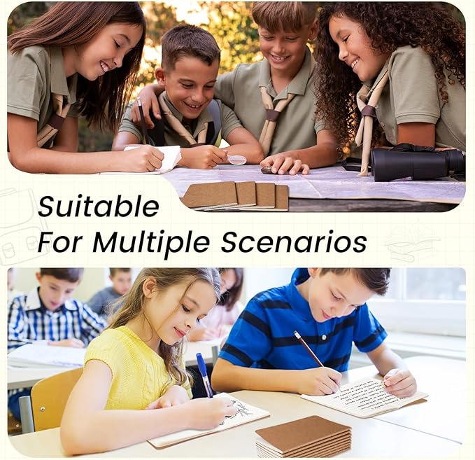 Oucaru 64PCS Mini Notebooks Bulk, 3.5" x 5.5", Brown, 60 Pages Blank Paper Small Pocket Notebook Set, Mini Journal Memo Notepads for Kids, Students, Traveler, School Office Supplies