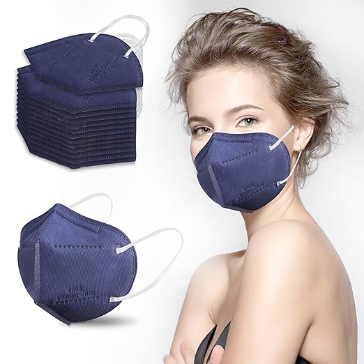 AKGK KN95 Face Mask - 50 PCS, Breathable Protection, 5-Ply KN95 Masks, Navy Blue, Cup Dust Safety