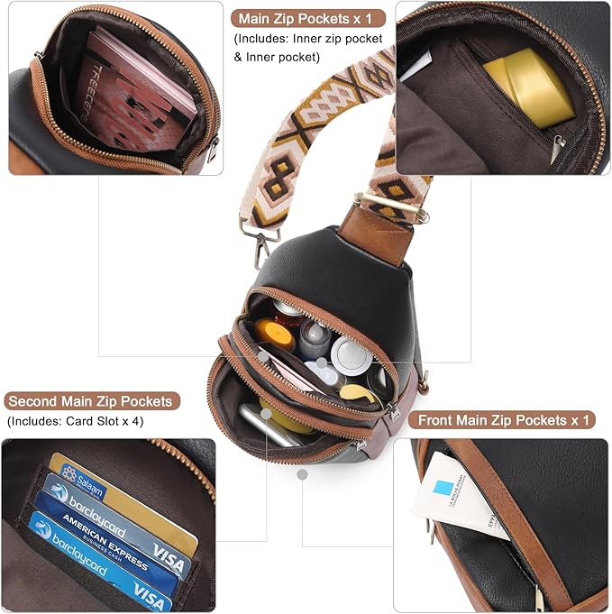 CLUCI Crossbody Bags for Women Men,Leather Sling Bag Cross Body Backpack for Woman Gifts for Women Birthday Unique