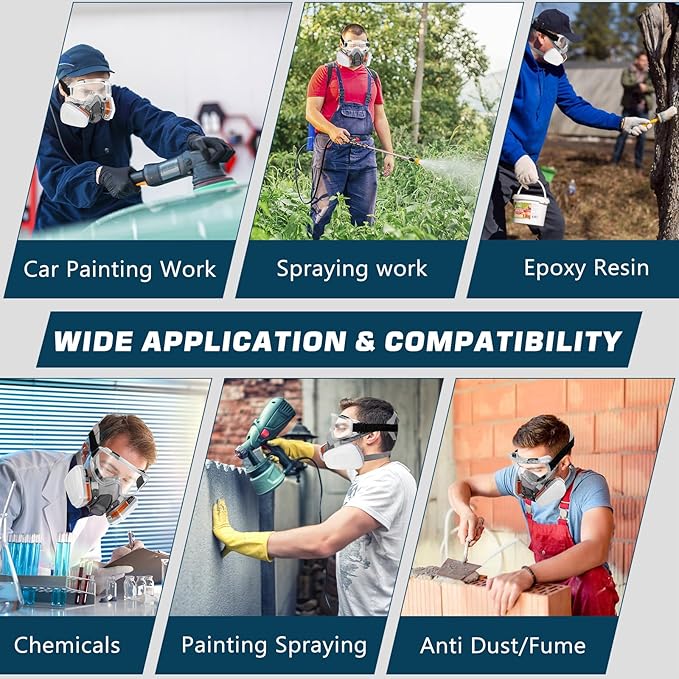 Respirator Mask, Reusable Face Respirators with Filters, Gas Masks Against Chemicals/Organic Vapor/Formaldehyde