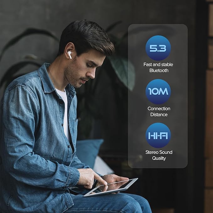 Wireless Earbuds,Bluetooth 5.3 in Ear Headphones with Noise Cancelling Mic, 42H Playtime HiFi Stereo Bluetooth Earphones, IPX7 Waterproof Touch Control True Wireless Headphones for iPhone/Android/IOS