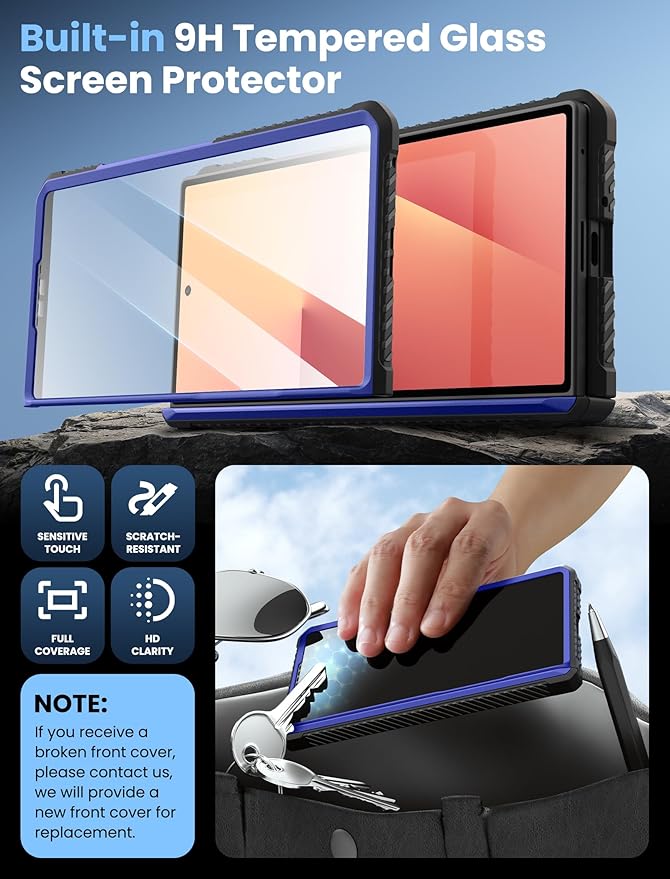 i-Blason Armorbox for Samsung Galaxy Z Fold 7 Case with Stand [Tempered Glass Screen Protector] [Hinge Protection] Full-Body Heavy Duty Rugged Shockproof Protective Case for Z Fold 7 (Blue)