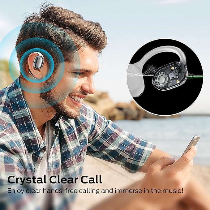 BUGANI Open Ear Headphones, Bluetooth 5.3 Wireless Headphones with Dual Large Driver, Open Ear Earbuds with Immersive Stereo Sound, ENC Clear Talk, 30H Playtime, Waterproof Sport Earbuds for Running