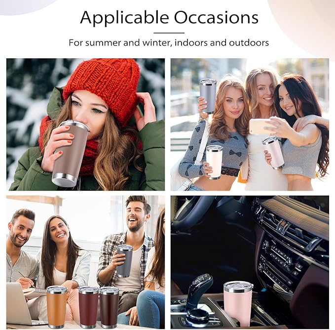 Sieral 36 Packs Stainless Steel Tumbler Bulk with Lid Vacuum Double Wall Insulated Travel Coffee Mug Powder Coated Tumbler Cup for Graduation Wedding Christmas Birthday Party(Brown Gray, 20 oz)