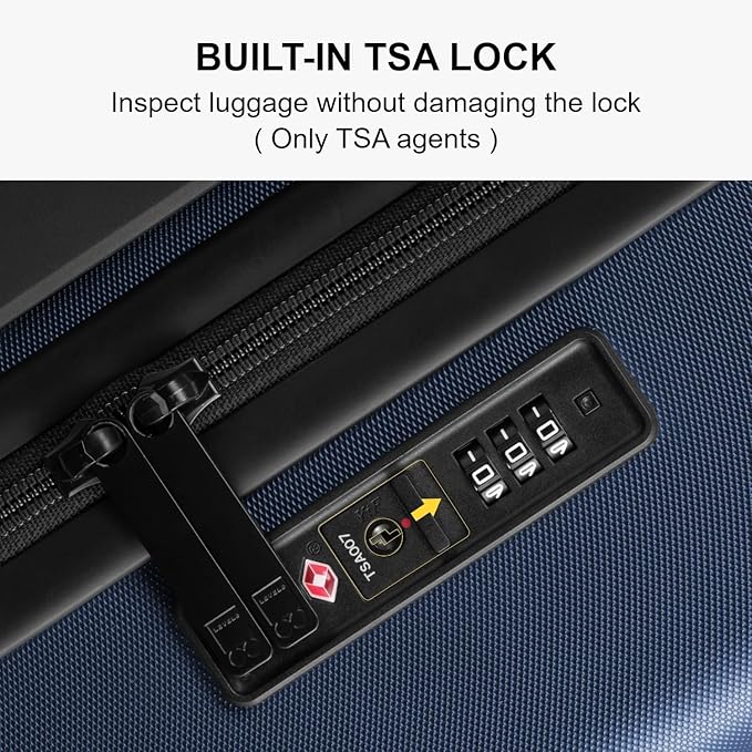 LEVEL8 Carry on Luggage Airline Approved, Carry-on Suitcases with Wheels, Lightweight Hardside Luminous Textured Luggage for Travel with Tsa Lock, 20 Inch, Navy