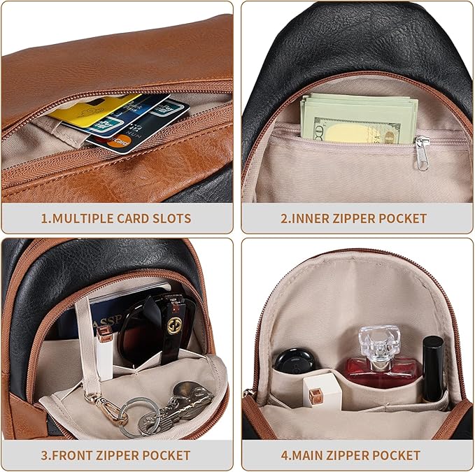 Crossbody Bags for Women Anti Theft Small Sling Handbag with Zipper Lock Vegan Leather RFID Blocking Chest Pure