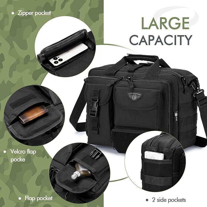 BAGZY Tactical Messenger Bag for Men Multifunctional Tactical Briefcase Men's Military Laptop Work Bag for Business Teacher