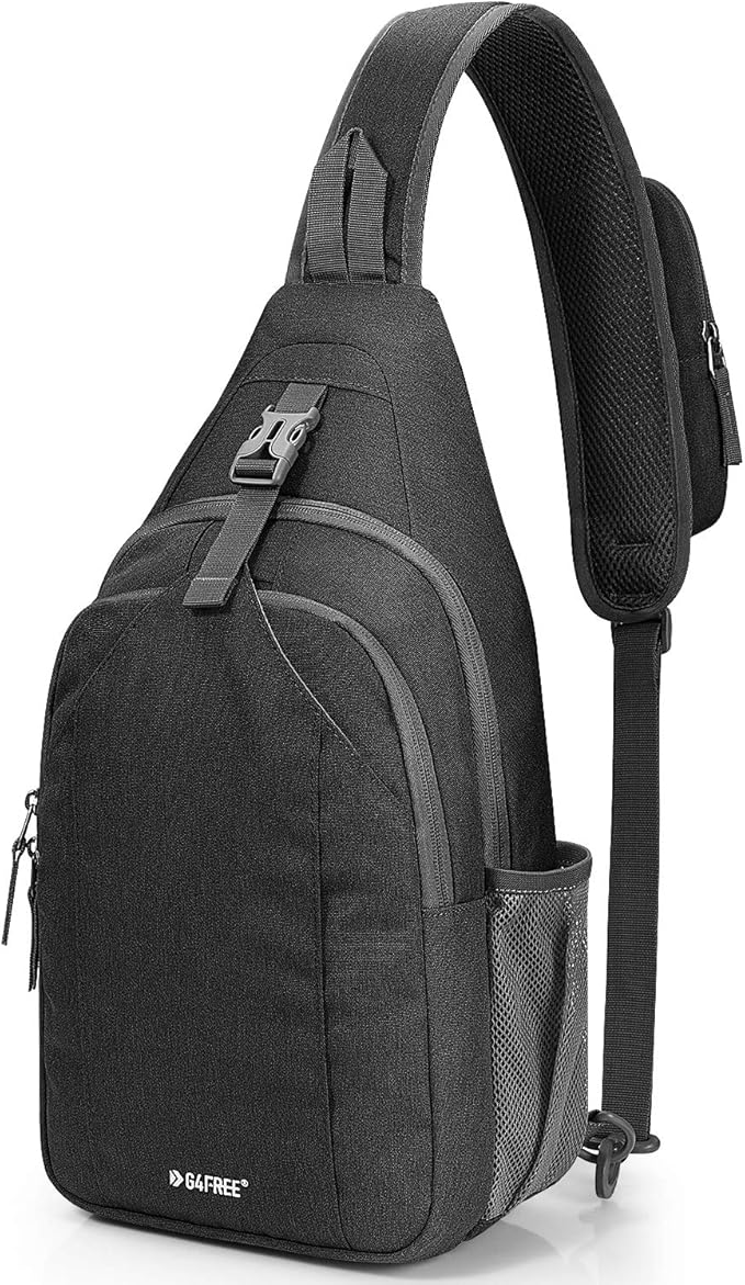 G4Free Sling Bag RFID Blocking Sling Backpack Crossbody Chest Bag Daypack for Hiking Travel(Black)
