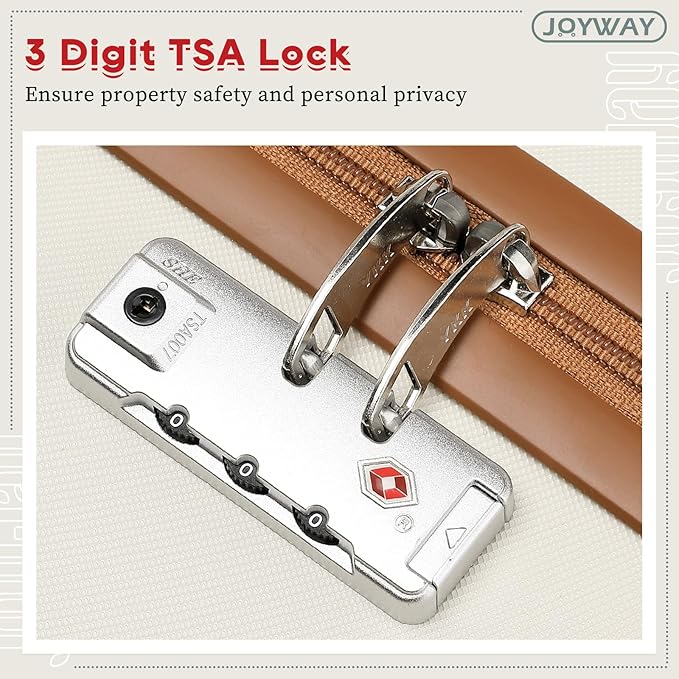 Joyway Expandable 24 Inch Luggage with Spinner Wheels, Lightweight Hard Shell Medium Checked Suitcase, 3 Piece Luggage Sets with TSA Lock, White